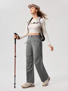 OutZeal Women Outdoor Pants Workout Hiking Stretch Flared Bottoms With Secure Pocket - Grey - View 7