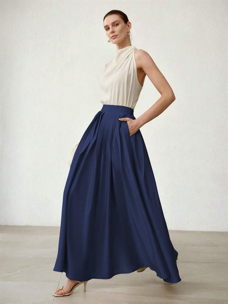 WOMEN'S ELEGANT HIGH WAIST PLEATED SKIRT, WEDDING