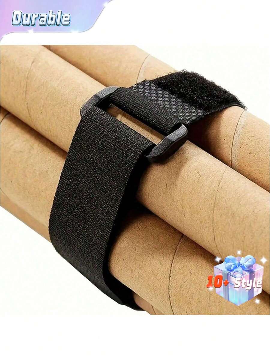 10 piezas de bridas de nailon reutilizables y autobloqueantes, bridas de cable duraderas y funcionales - Negro - Ver 1