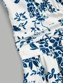 Qadelle Women's Woven Printed Summer Dress For Vacation - Blue - View 5