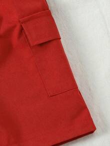SHEIN Streecool Kids 2件組小男孩字母94印花T恤與卡其色工裝短褲套裝，復古休閒男孩夏季穿搭 - 黑色 - 查看 7