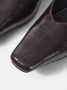 Mnmlis New Spring And Autumn Temperament Socialite Style Women's Shoes, Retro Word With Small Heels - Caramel Brown - View 3