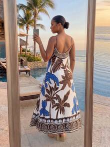 SHEIN Lady CURVE Plus Size Tropical Print Sleeveless Casual Dress Resort Wear Women Vacation Dress Boho Dresses For Women Luxury Dresses For Women African Summer Dresses Caribbean Dress Hawaiian Dress For Women Party Summer Summer Clothes Summer Outfits Summer Holiday Outfits  Festival Outfits For Women Festival Country Style For Women Festival Outfits For Women Maxi Dress For Women Beach Zanzea Dress For Women Plus Size Zanzea Dress For Woman - Multicolor - View 3