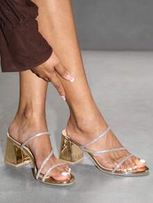 CUCCOO SZL Giày sandal cao gót thời trang nữ - Vàng - Xem 7