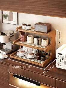 1PC Multilayer Solid Wood Foldable Storage Display Space Saving Portable Natural Desktop Shelf Rack Office Desk Home Cup Holder Organizer - Multicolor - View 6