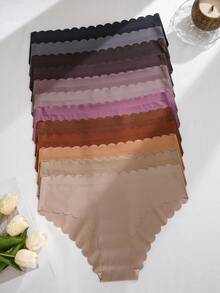 Lowkey Lull 12 件/包 舒适无缝罗纹针织大码三角裤 - 彩色 - 查看 4