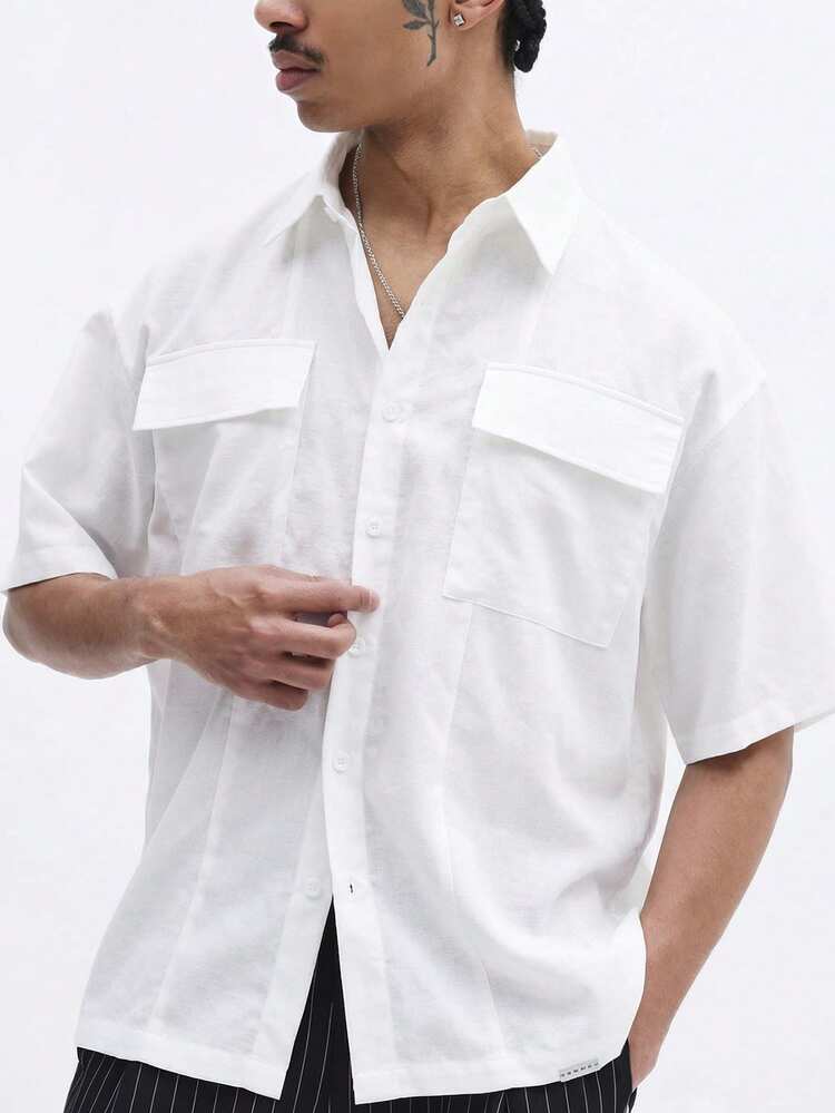 Oversized Short Sleeve Button Down Shirt