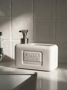 Cirelle Ceramic Rectangular Lotion Pump Dispenser, Refillable Bottle For Bathroom Hand Soap & Shampoo - White - View 11