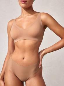 SHEIN Women's Casual Comfy Apricot Built-In Bra Tank Top With Medium Stretch Fabric - Apricot - View 7