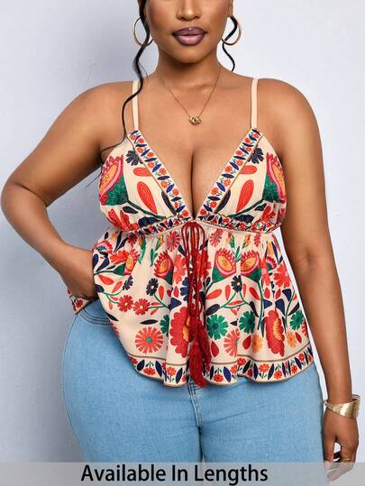 SHEIN PETITE CURVE CURVE New Plus Size Women's Petite Girls Women Printed Chest Strap Decor Camisole,Suitable For Petite Women.High-Waisted Makes You Look Slimmer And Your Legs Longer, Suitable For Petite Women.Suitable For All Seasons And Occasion,Suitable For Petite Girls& Women, Summer Tank Top,Summer Summer Tank Top Summer Outfits Summer Holiday Outfits Long Summer Tank Top For Women Spring Outfit ,Tank Top,Casual Tank Top,High-Waisted Slimming Tank Top For Summer,Elegant Women's Ceremony Vest ,Elegant Vest S For Party,Elegant Vest For Ladies,Vacation Outfits Women,Holiday Outfits For Women,Summer Holiday Outfits,Summer Vacation Outfits,Carnival Carnival Costume Carnival Women Look 2026 2026 Carnival Women Carnival Clothes Carnival Costume Women, Summer Tops