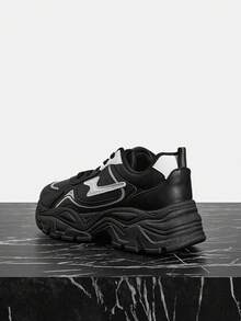 Vate 休闲舒适系带女式坡跟运动鞋 - 黑色 - 查看 4