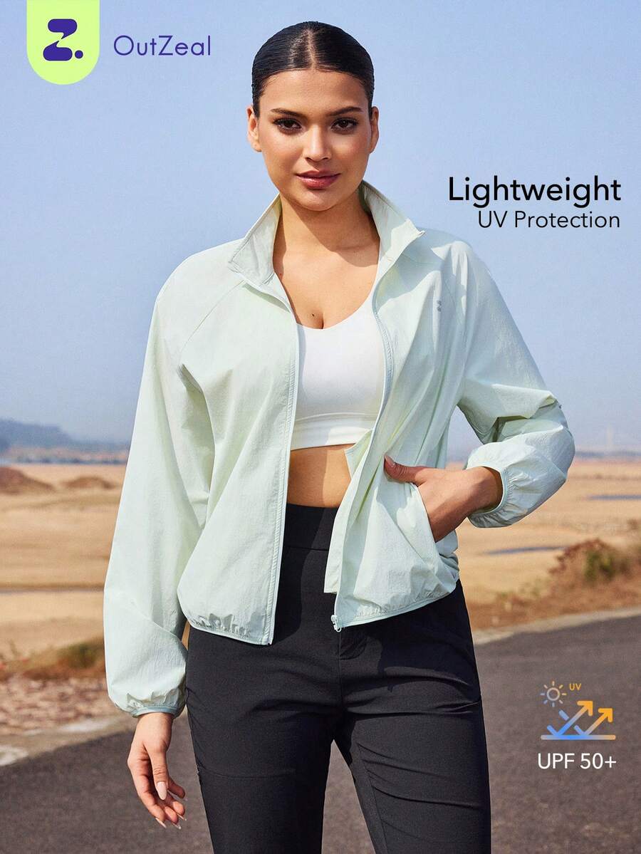 OutZeal Women Outdoor Jacket Daily Casual UV Protection Lightweight Stand Collar Sun-Proof Jacket - Green - View 1