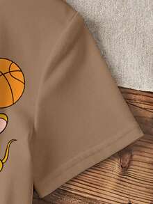 TOM & JERRY X SHEIN Young Boys Colorblock Round Neck Short Sleeve Cute Cartoon T-Shirt Set - White - View 6