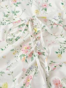 SHEIN MOD Đầm dạ hội cổ điển nhiều lớp màu mơ lãng mạn, kiểu dáng cung đình, viền bèo nhún, cỡ lớn dành cho phụ nữ. - Màu be - Xem 6