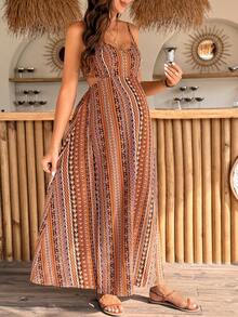 SHEIN Đầm dự tiệc bầu họa tiết hoa nhí, kiểu dáng thường ngày, khoét eo, có dây đeo. - Nhiều màu - Xem 7