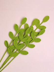 1pc Handmade Knitting Fabric Artificial Simulated Plant Branches Creative Design Green Crochet Leaf Decorations Valentine Day Spring Summer Home Decor Birthday Graduation Gift Party Wedding Anniversary - Weaving Leaves - View 8