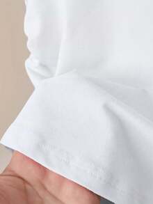 少女休闲美国国旗字母印花撞色滚边T恤，夏季 - 白色 - 查看 5