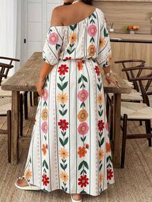 Weeklong Plus Size Floral Print Dress - Multicolor - View 2