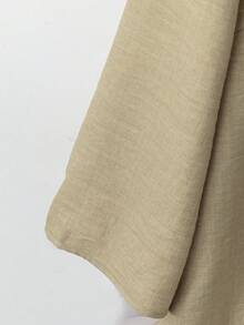 SHEIN LUNE CURVE Bộ đồ nữ cỡ lớn gồm áo cổ chữ V tay lửng và quần ống đứng màu trơn, kiểu dáng thường ngày, thích hợp đi làm. - Nhiều màu - Xem 4