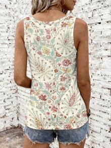 Selamara Women's Regular Fit Tank Top, Floral Print Pattern Design, Elegant Vibe, Suitable For Daily Wear, Light Mature Style, Summer - Multicolor - View 2