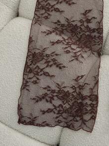 Franclia Summer New Solid Color Sexy Lace Patchwork Strapless Sleeveless Top, Front Fishbone Line Split, Halter Long Ribbon, Women Beach Outfit, Suitable For Party, Holiday Events, Date - Brown - View 5