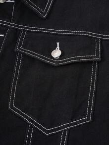 Manfinity Joysei Áo khoác nam dáng đứng, phong cách đường phố, thiết kế đường nét tinh tế, màu đen bạc. - màu đen - Xem 4