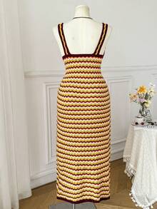 SHEIN EZwear 大码夏季度假钩针编织长款毛衣连衣裙 - 彩色 - 查看 2