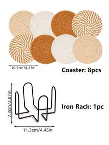 8pcs Pack Coasters With Holder, Minimalist Table Woven Coasters, Kitchen Table Heat-Resistant Coasters And Thick Insulation Pads For Kitchen Decor,4 Colors Assorted Coaster Set For Home Decor, Living Room Decor, Kitchen Decor Tabletop Protection Suitable For Kinds Of Cups, Christmas For Holiday Gift Giving - Multicolor - View 10