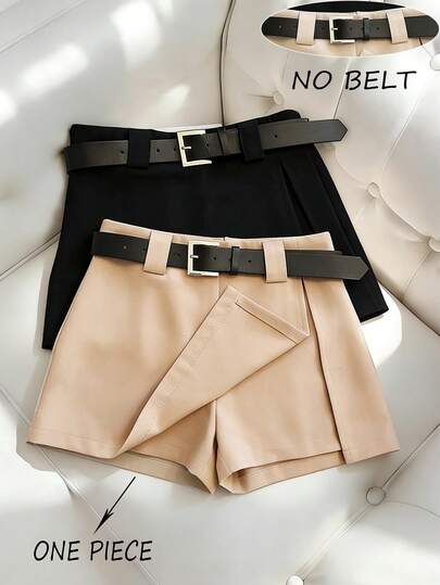 Franclia Stylish And Versatile Shorts Skirt, High-Waisted, Slimming, Anti-Exposure, Khaki Women's Midi Skirt, Perfect For Spring And Summer, Featuring A Slit. Also Suitable For Women's Spring And Summer, This Mini Midi Skirt Is Designed To Prevent Wardrobe Malfunctions. Ideal For Vacations And Beachwear. Women's Shorts, Khaki Women's Shorts.Summer,Spring,Easter,Festival,Party,Beach,Wedding,Graduation,Going Out,Prom,Birthday,Elegant,Vacation,Casual, Luxury,Sports,Formal,Graduation Season Attire, Fashionable Casual Commuter Wear, Business Office Wear, Versatile And Stylish Everyday Casual Wear, Urban Teacher's Professional Attire