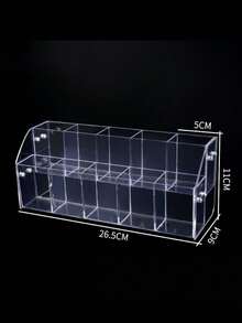 1PC Large Capacity Slanted Design Desktop Multifunctional Storage Clear Acrylic Pen Display Stand For Office School Home Desk Organization Pen Organizer Pencil Holder - Transparent - View 4