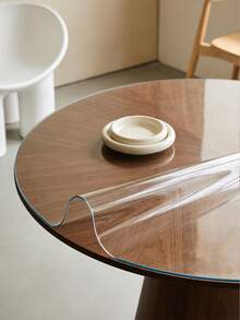 Round Transparent PVC Tablecloth, 1.0mm Thickness, High-Quality PVC Tabletop Cover, Anti-Shrink Surface, Customizable Cutting (Fits Dining Table, Desk, Kitchen, Floor Like Handmade), Round Tablecloth, Dining Table Cloth, Party Tablecloth, Round Table Cover, Dining Table Cover, Autumn Tablecloth, Tablecloth Fabric, Dining Table Cover, Christmas Tablecloth. - White - View 4