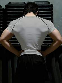 GymBeat Men's Spider Print Slim Fit Short Sleeve Athletic T-Shirt - Black - View 2