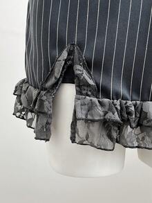 Elamini Women's Elegant Lace Patchwork Striped Camisole & Mini Skirt 2 Pieces Set, Summer - Grey - View 7