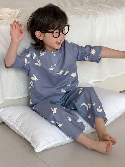 DAZY Toddler Boys' Minimalist Print Short Sleeve Loungewear