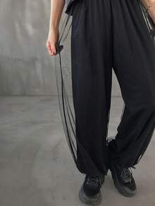 FRIFUL Quần dài lưới 2 trong 1 dành cho nữ, kiểu dáng thường ngày. - màu đen - Xem 7