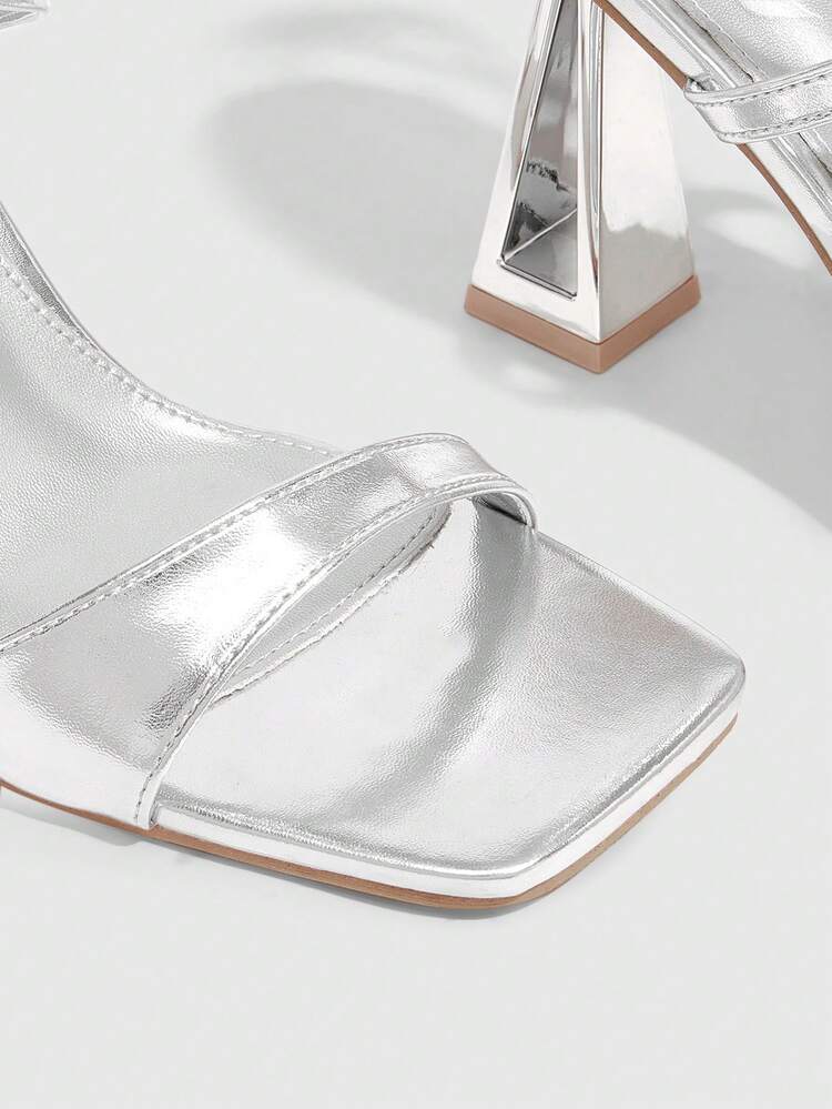 CUCCOO SZL Women's Square Toe Buckle Design High Waist Sandals