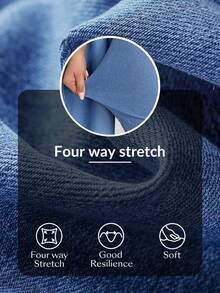 Flexra Đầm ôm sát tay loe bằng vải denim dệt kim - Màu xanh lam - Xem 8
