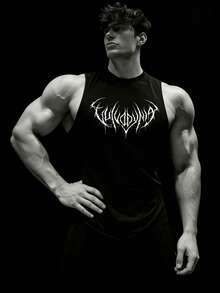 RISE LYT Men's Summer Graphic Print Compression Sports Tank Top Compression Shirt Men - Black - View 4