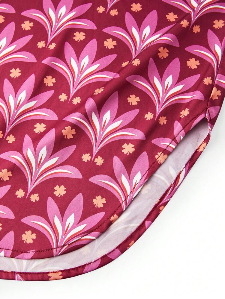 Plus Size Women's Burgundy Satin Sleep Se