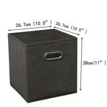 1 pieza Caja de almacenamiento de tela no tejida (sin tapa), cuadrada, con asas de metal, plegable, para almacenamiento y organización de ropa, organización de gabinetes del hogar - Negro - Ver 2