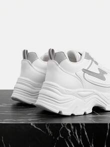 Vate Zapatillas de cuña con cordones cómodas y casuales para mujer - Blanco - Ver 3