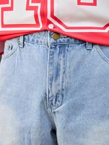 Open Phase Men's Casual Distressed Pocket Design Denim Shorts, Emo Style - Blue - View 6