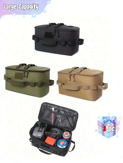 1 túi đựng đồ dùng cắm trại ngoài trời, túi đựng dụng cụ cắm trại bền chắc có tay cầm, túi đựng đồ dùng linh tinh, túi nhỏ cắm trại, đồ dùng cần thiết cho dã ngoại và cắm trại ngoài trời, phụ kiện cắm trại có ngăn gấp gọn.