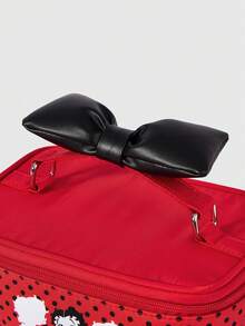 Betty Boop | ROMWE Betty Boop | Bolsa de almacenamiento portátil de gran capacidad con lazo de ROMWE, bolsa de cosméticos portátil para viajes - Rojo - Ver 6