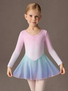 SHEIN Young Girls Clothes Ballet Leotard Light Pink,Autumn, Cute, Christmas, Back To School - Baby Pink - View 3