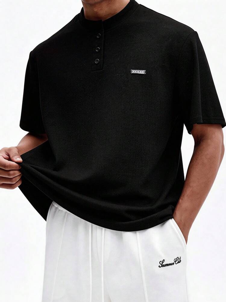SUMWON Men's Classic Polo Shirt Short Sleeve Button Placket Collar Regular Fit Casual Summer Golf Top