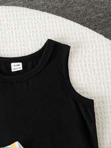 SHEIN Playful Pals Paquete de tops sin mangas de cuello redondo con rayas y unicolor básicos para niños pequeños, para el verano - Multicolor - Ver 7