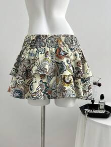 Elamini Women's Bohemian Print Short Flared Skirt - Multicolor - View 2