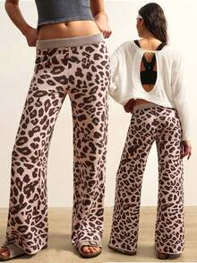 VARSIVA Pantalones deportivos anchos y sueltos con estampado de leopardo, estilo casual y elegante para mujer, otoño/invierno - Multicolor - Ver 12