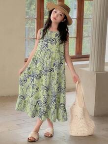 Dazy Kids Đầm hoa nhí không tay cho bé gái tuổi teen, mùa hè - Nhiều màu - Xem 4